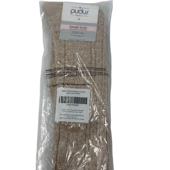 Pudus Sweater Socks Over the Knee Beige Brand New Sealed Fits Sizes 6-10 Oatmeal - Picture 1 of 3